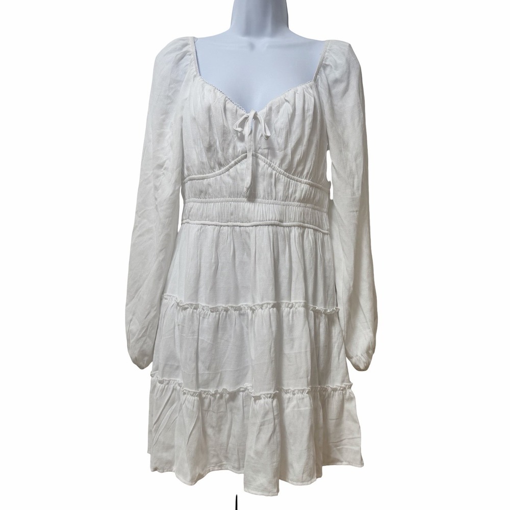 Trixxi Womens Babydoll Coquette Mini Dress Size L White Prairiecore‎ Cottage